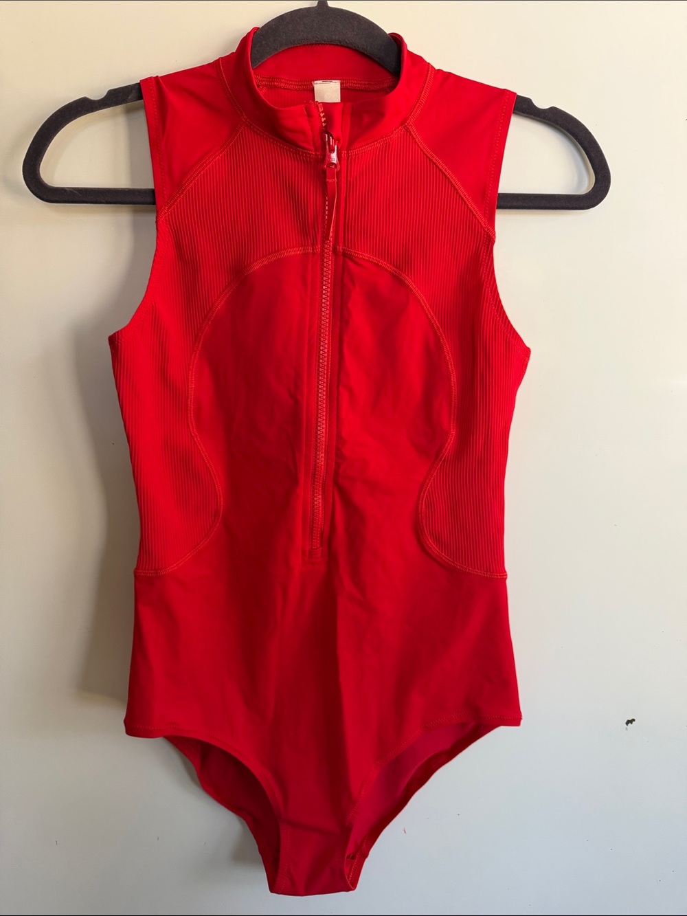 lululemon Red Sleeveless One-Piece Swimsuit with Front Zip